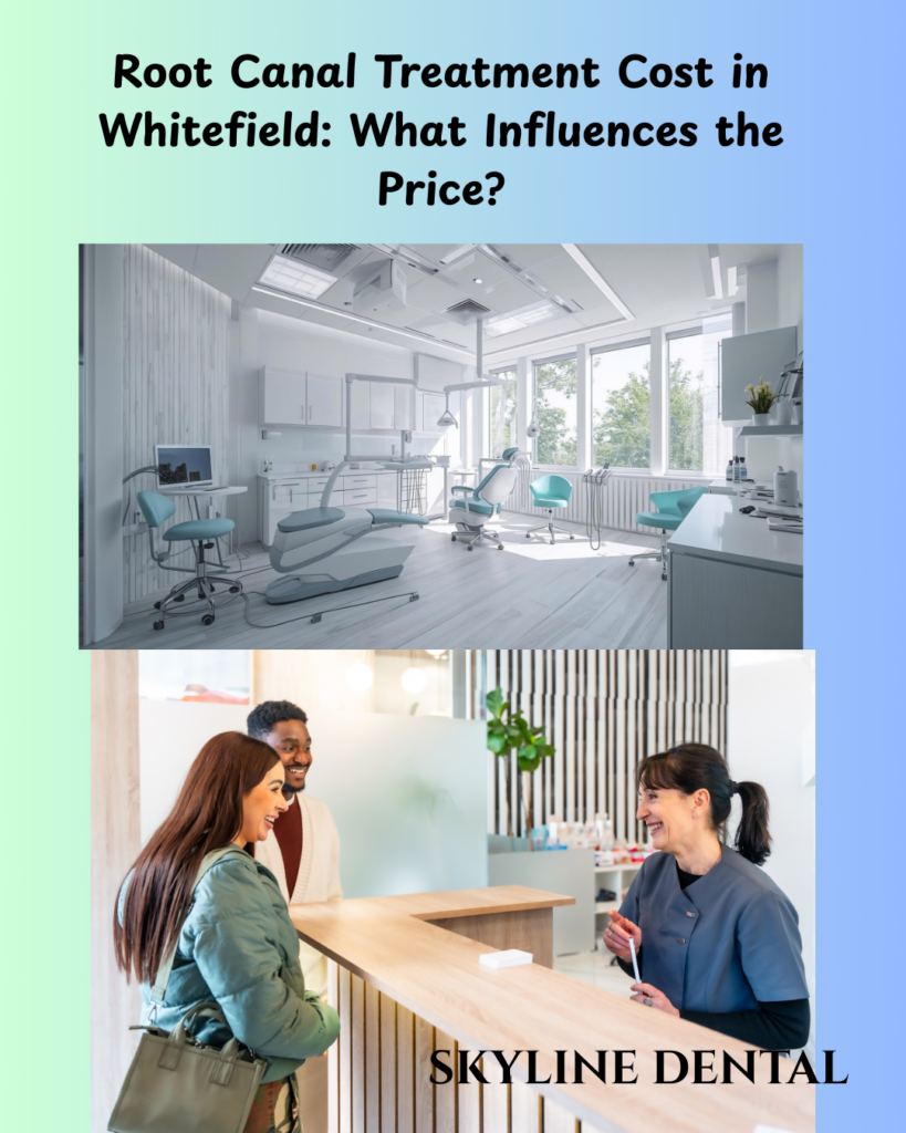 Dentist explaining root canal treatment cost to patient in Whitefield