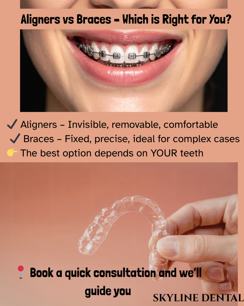 Braces vs aligners treatment comparison in Whitefield